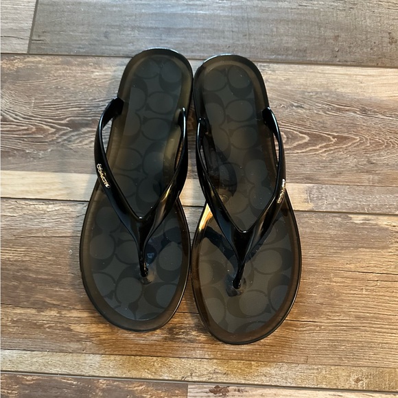 COACH BLACK THONG SANDAL FLATS WOMENS 9 NWT - Picture 2 of 8